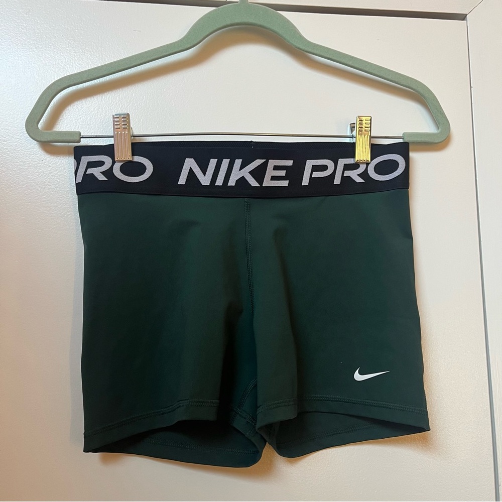 Nike Pro Women's Dark Green Athletic Shorts